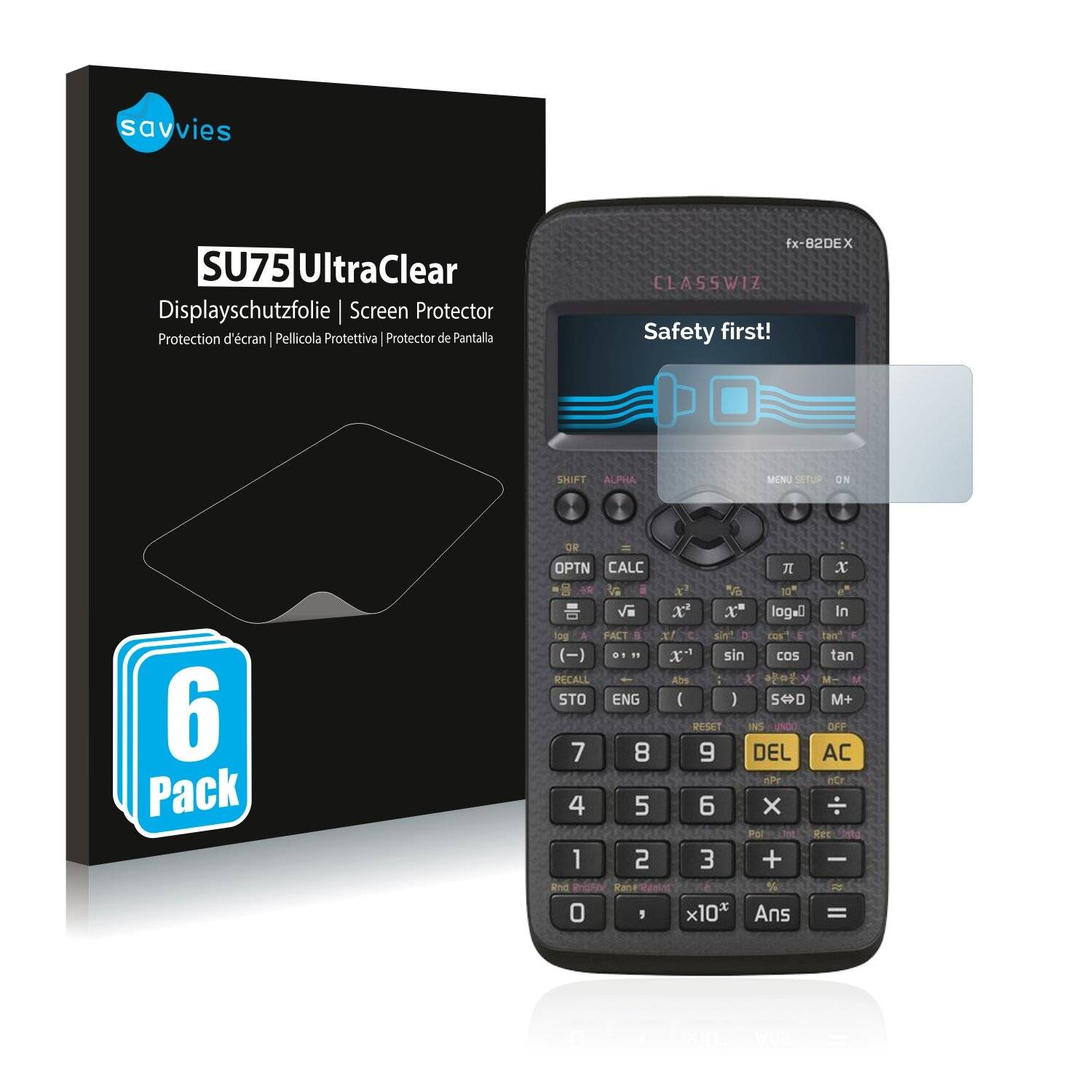 6x Savvies SU75 Displayschutzfolie für Casio FX-82DE