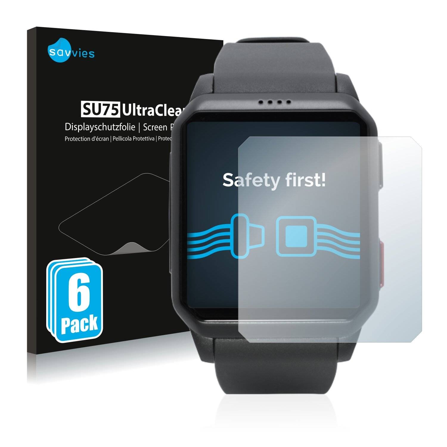 6x Savvies SU75 Displayschutzfolie für Smartwatcher