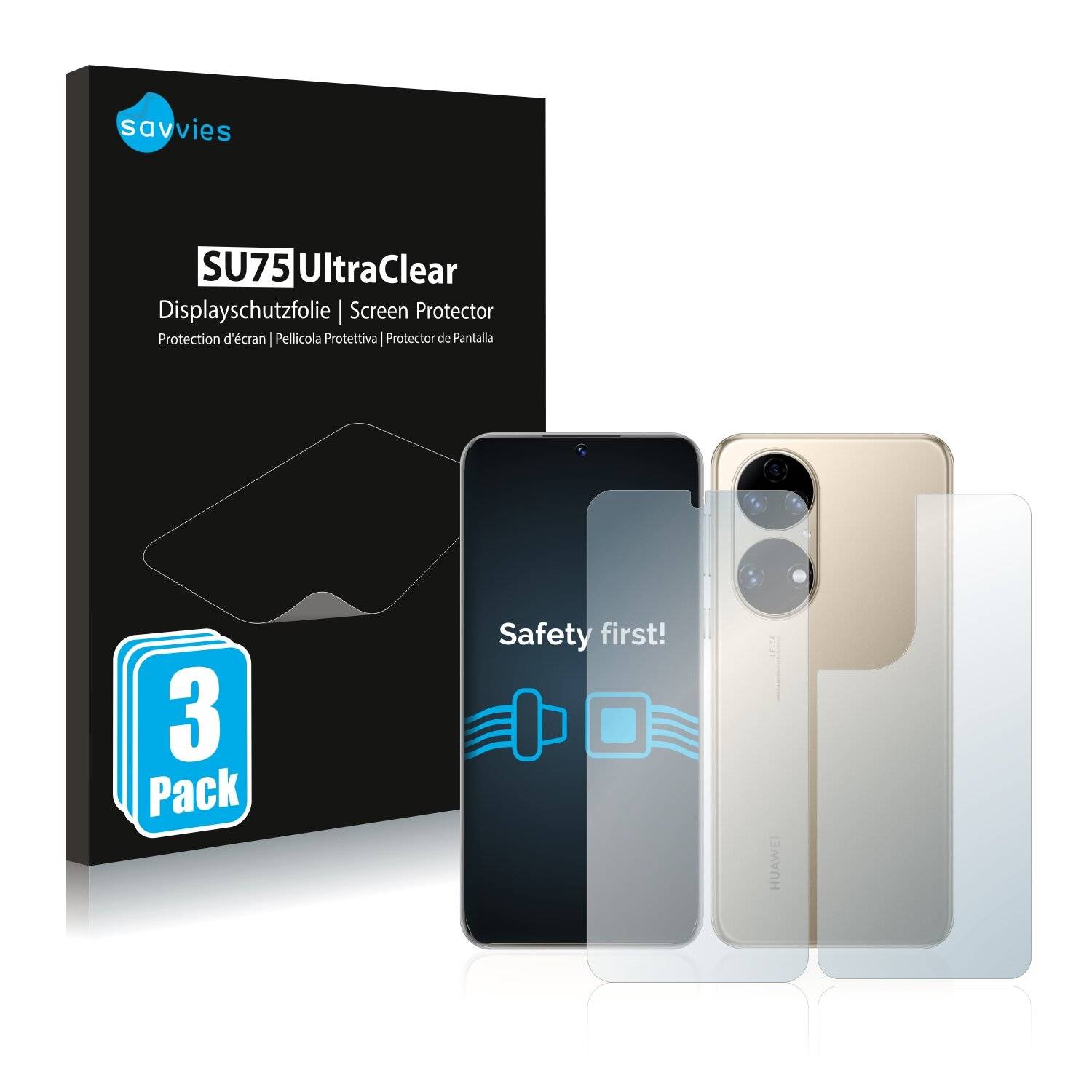 6x Savvies SU75 Displayschutzfolie für Huawei P50 (Vorder +