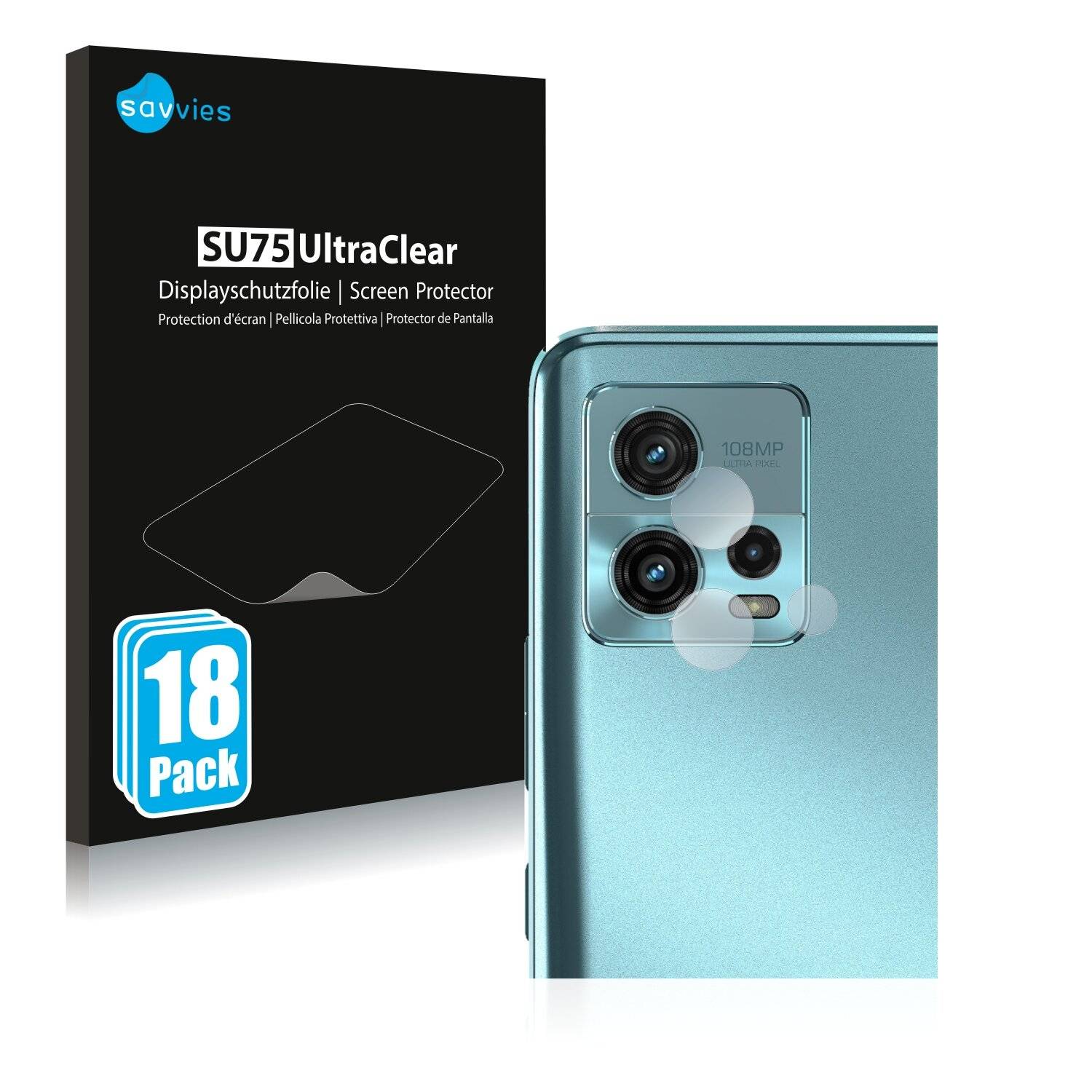 18x Savvies SU75 Displayschutzfolie für Motorola Moto G72 (NUR