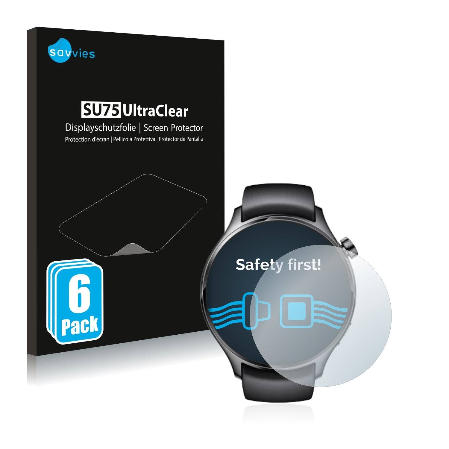 6x Savvies SU75 Displayschutzfolie für Xiaomi Watch S1