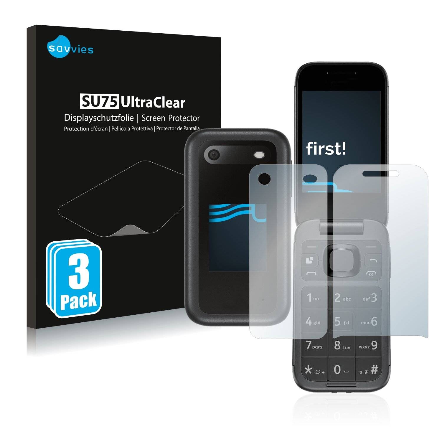 6x Savvies SU75 Displayschutzfolie für Nokia 2660 Flip