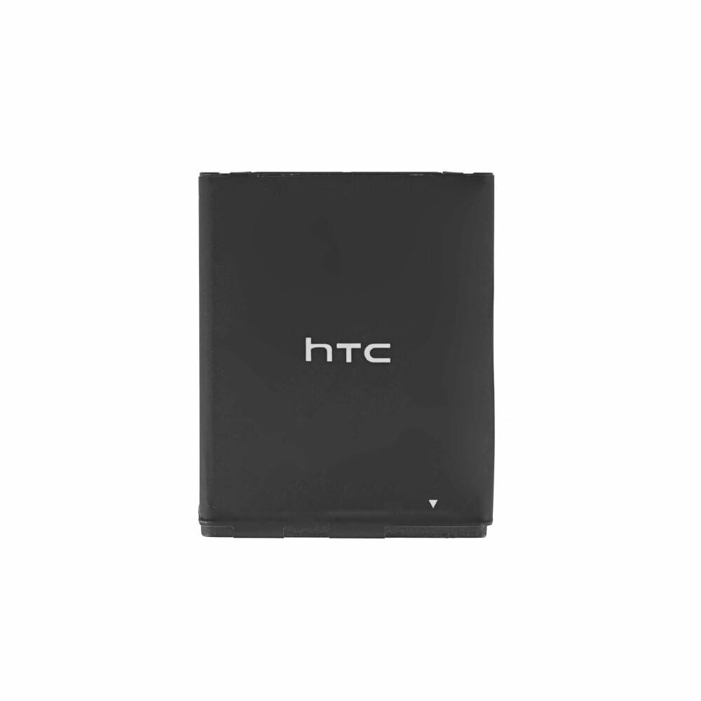 Eine schwarze HTC-Batterie mit dem Logo auf der Vorderseite, wahrscheinlich eine wiederaufladbare Lithium-Ionen-Zelle, die zum Betreiben von HTC-Mobiltelefonen verwendet wird.