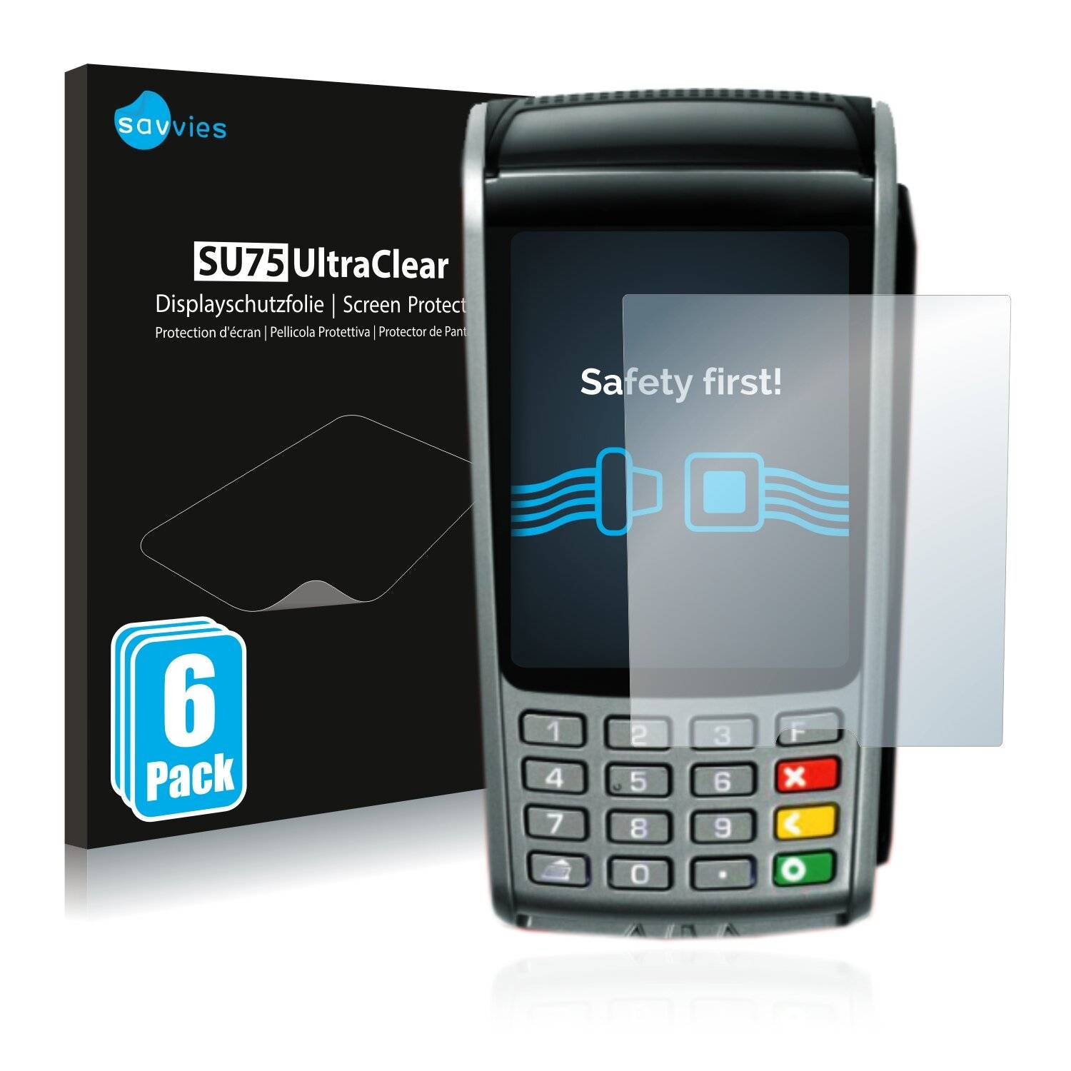 6x Savvies SU75 Displayschutzfolie für Ingenico iWL