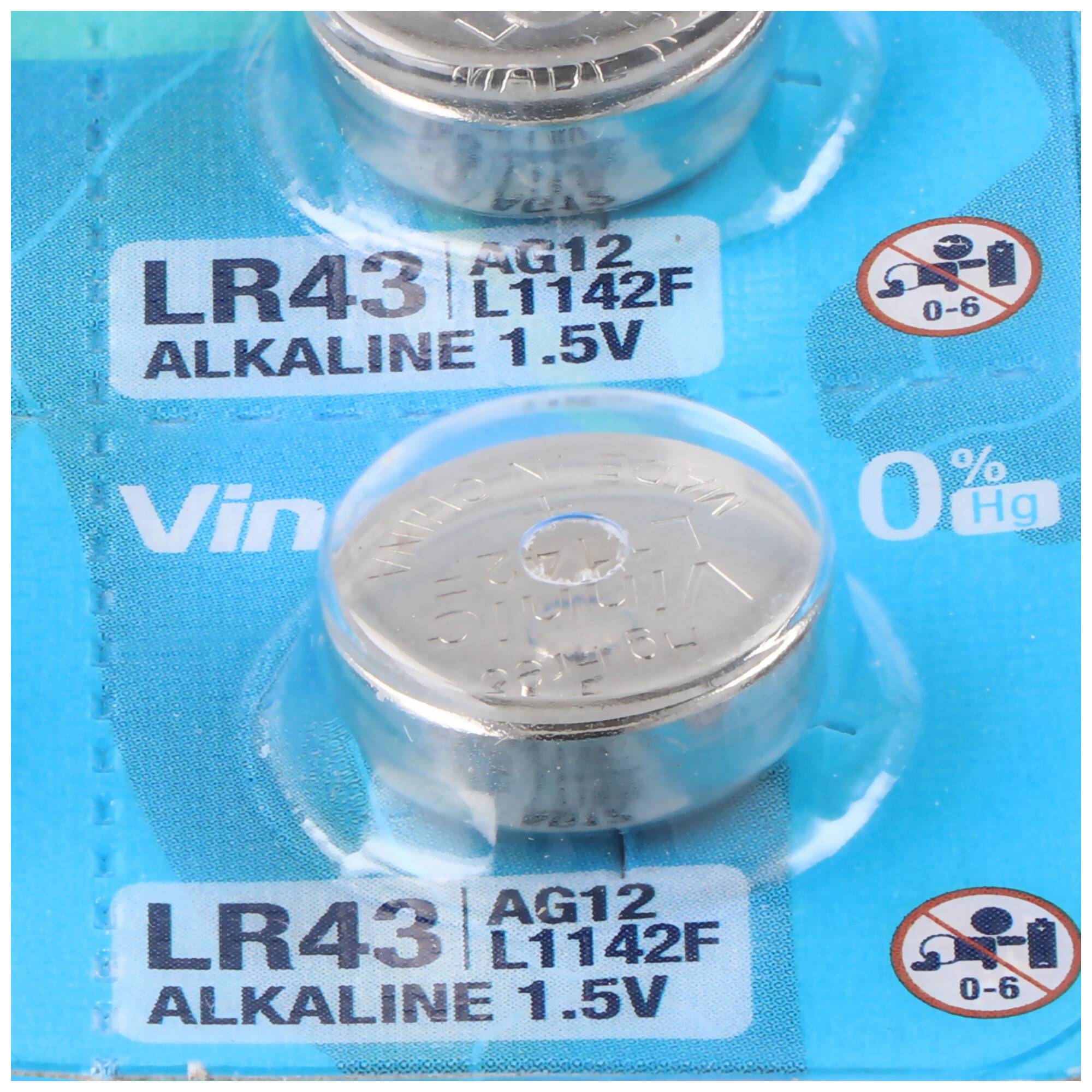10er Set LR43, VA12GA, 186, 84, LR1142 Knopfzelle Vinnic G12, AG12, L1142, RW84, D186
