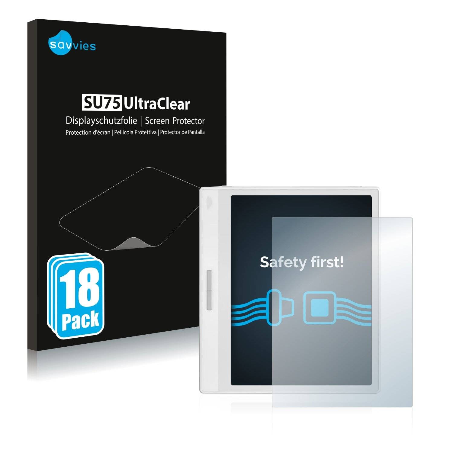 18x Savvies SU75 Displayschutzfolie für Onyx Boox Leaf 2 White