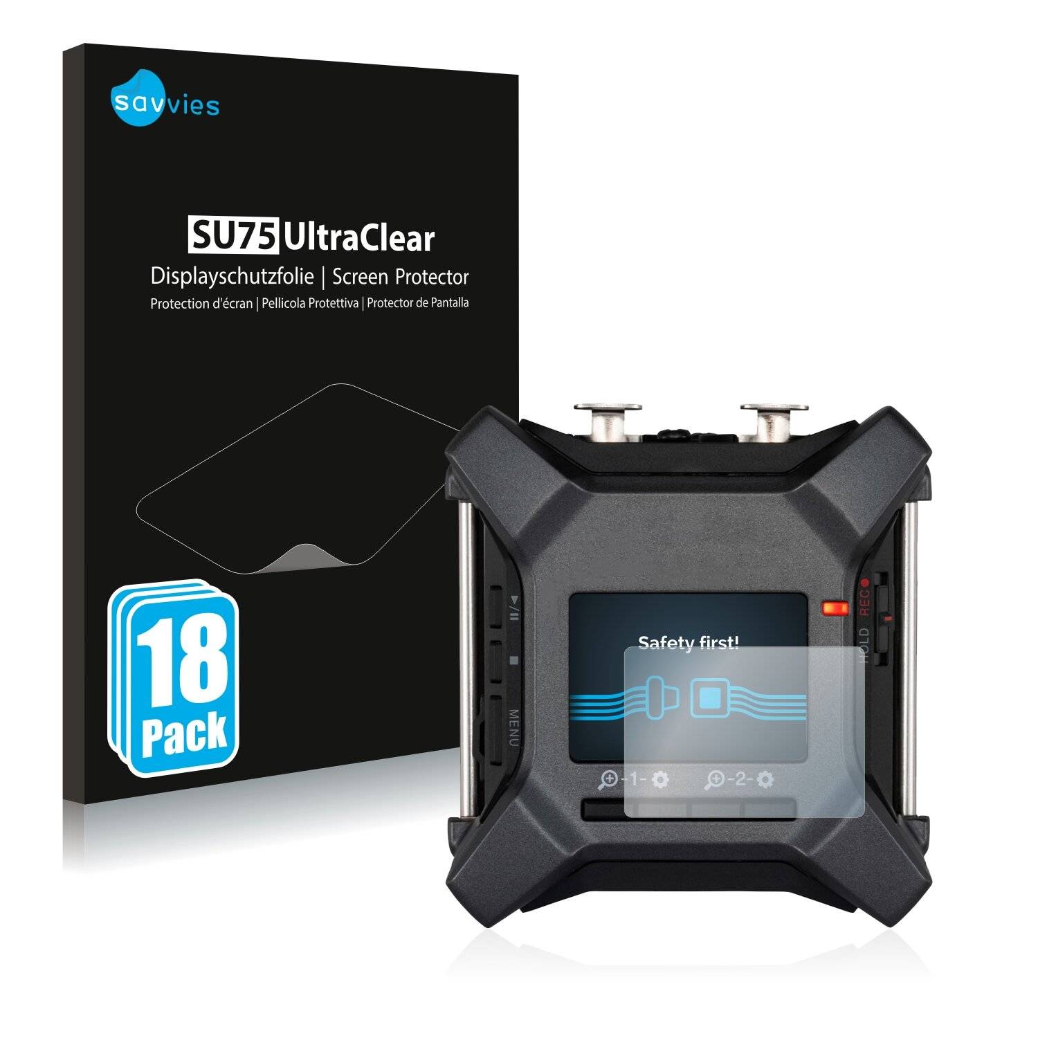 18x Savvies SU75 Displayschutzfolie für Zoom F3 field