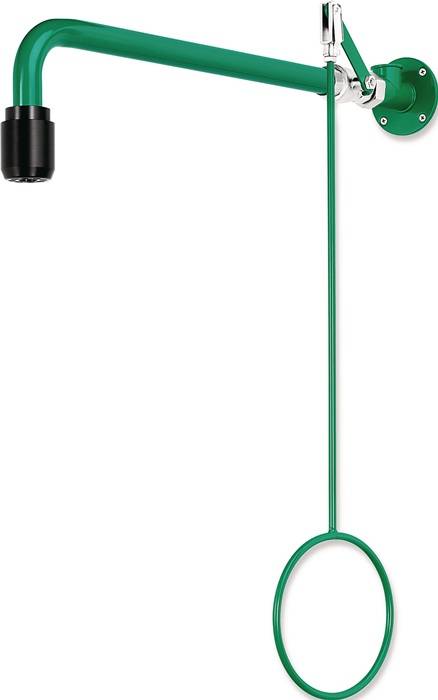 Grüner, an der Wand montierter Zugschalter mit Schlaufe zum Betätigen einer Lampe oder eines Ventilators.