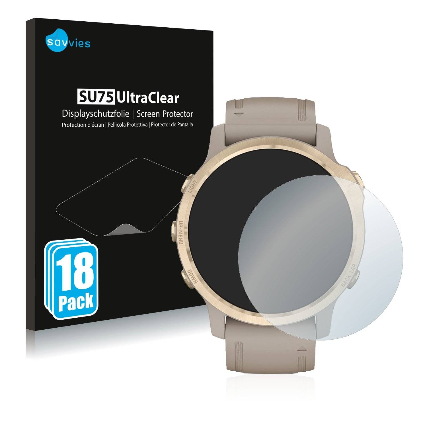 18x Savvies SU75 Displayschutzfolie für Garmin Fenix 6S Pro