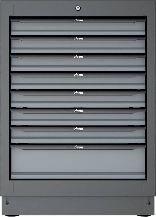 Schubladenschrank V6000-032 H953xB500xT676mm RAL 9005/RAL 7005 8 Schubl.VIGOR