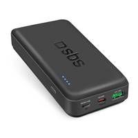 SBS Powerbank mit 20000 mAh und Power Delivery 45 W, 20000 mAh, Adaptive Fast Charging, 45 W, Schwarz