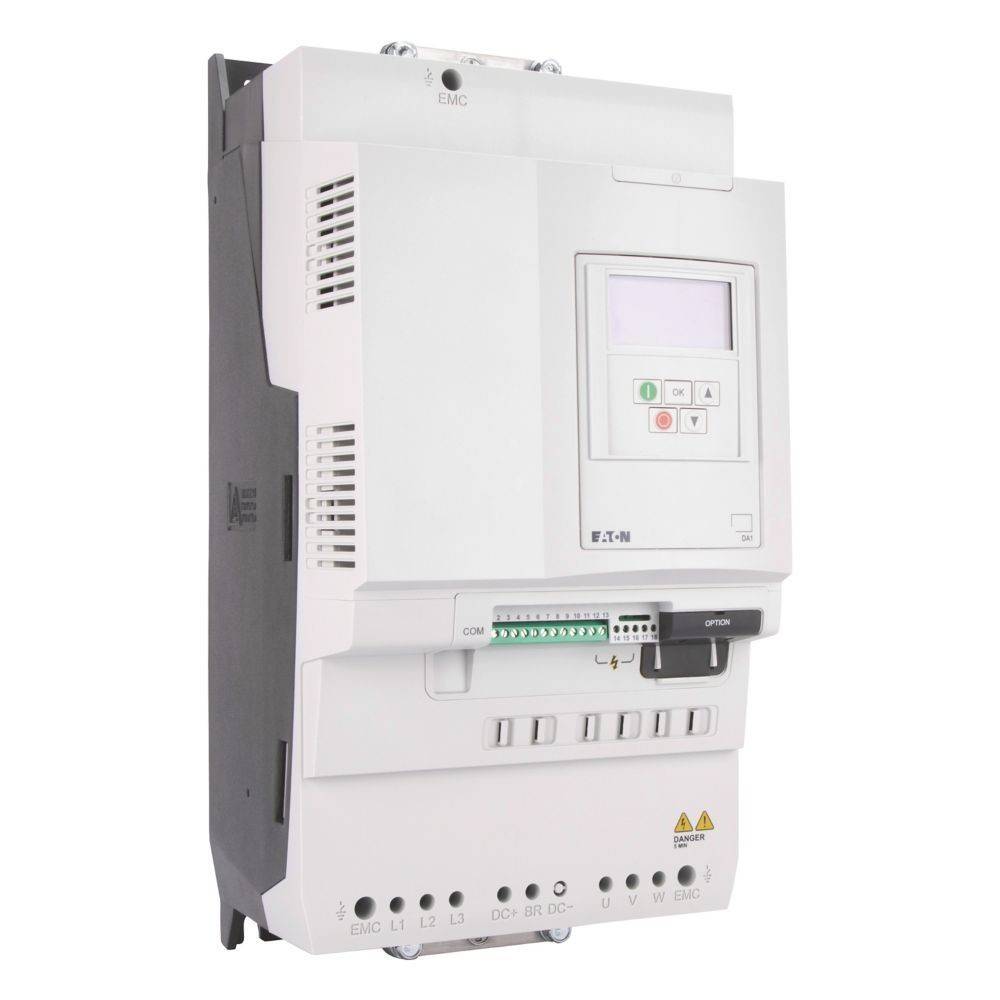 Eaton Netzteileinheit mit Display, Tasten und Anschlüssen für industrielle Anwendungen. Entwickelt für elektrische Steuerungs- und Automatisierungssysteme.
