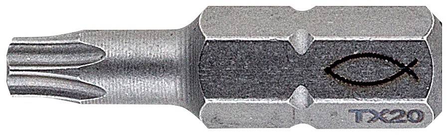 Eine Nahaufnahme eines sechseckigen Metallschraubenziehereinsatzes, die seine strukturierte Oberfläche und detaillierten Facetten zeigt.