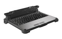 Robuste Tastatur, die an ein Tablet angeschlossen ist und ein widerstandsfähiges, schützendes Design für den Einsatz in rauen Umgebungen zeigt.