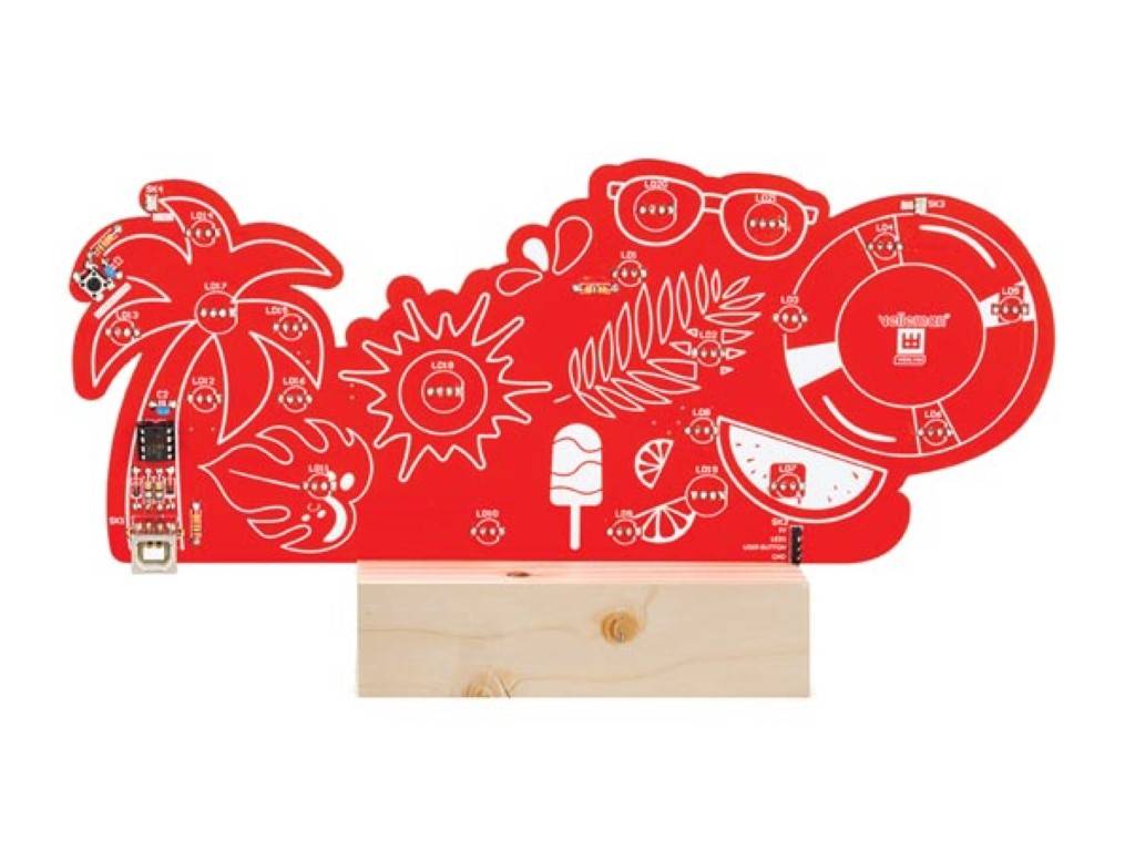 Lötbausatz, XL-Platine, Hello Summer, mit Holzhalter