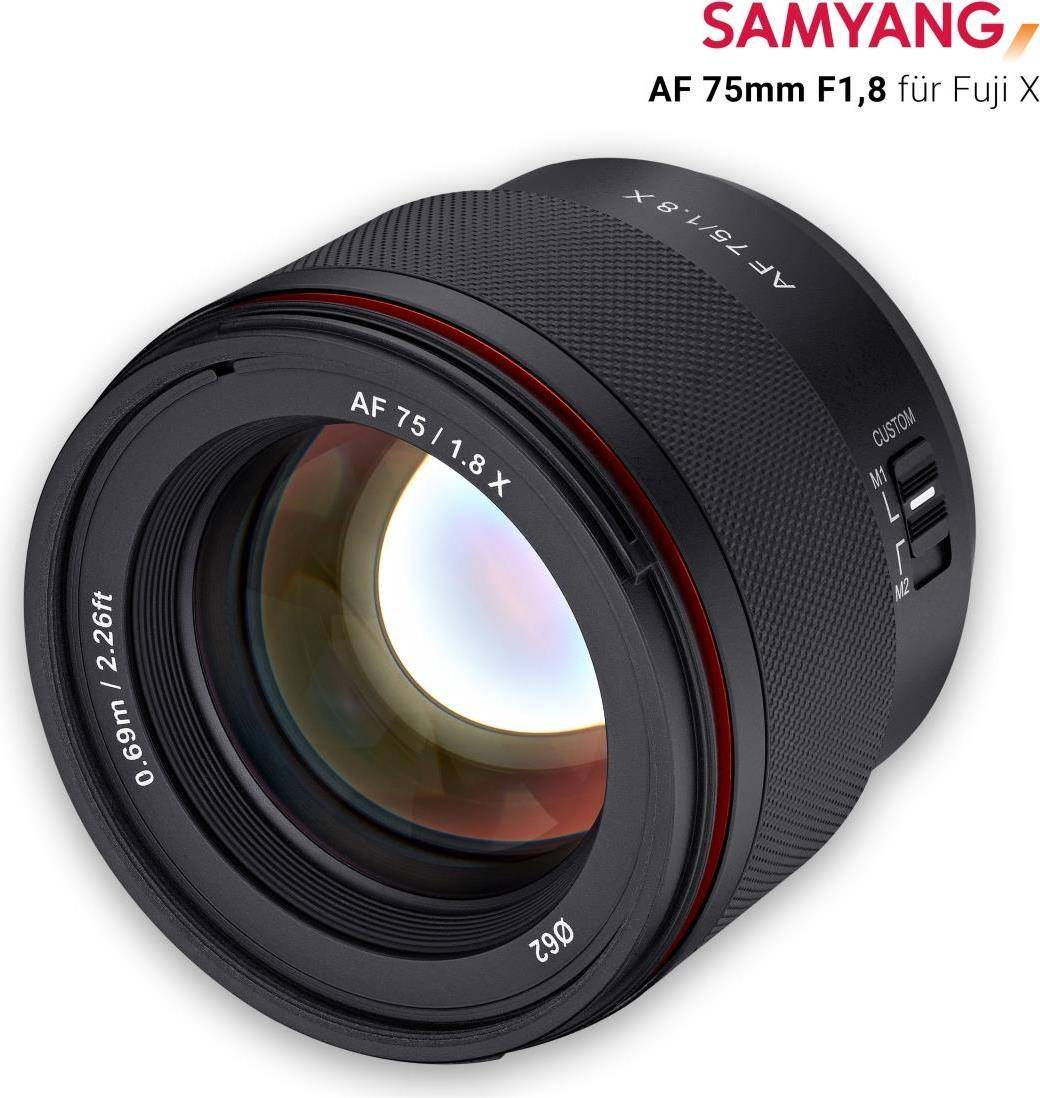 Samyang AF 75mm f / 1.8 Fuji X, 10/9, Sony FE, Autofokus
