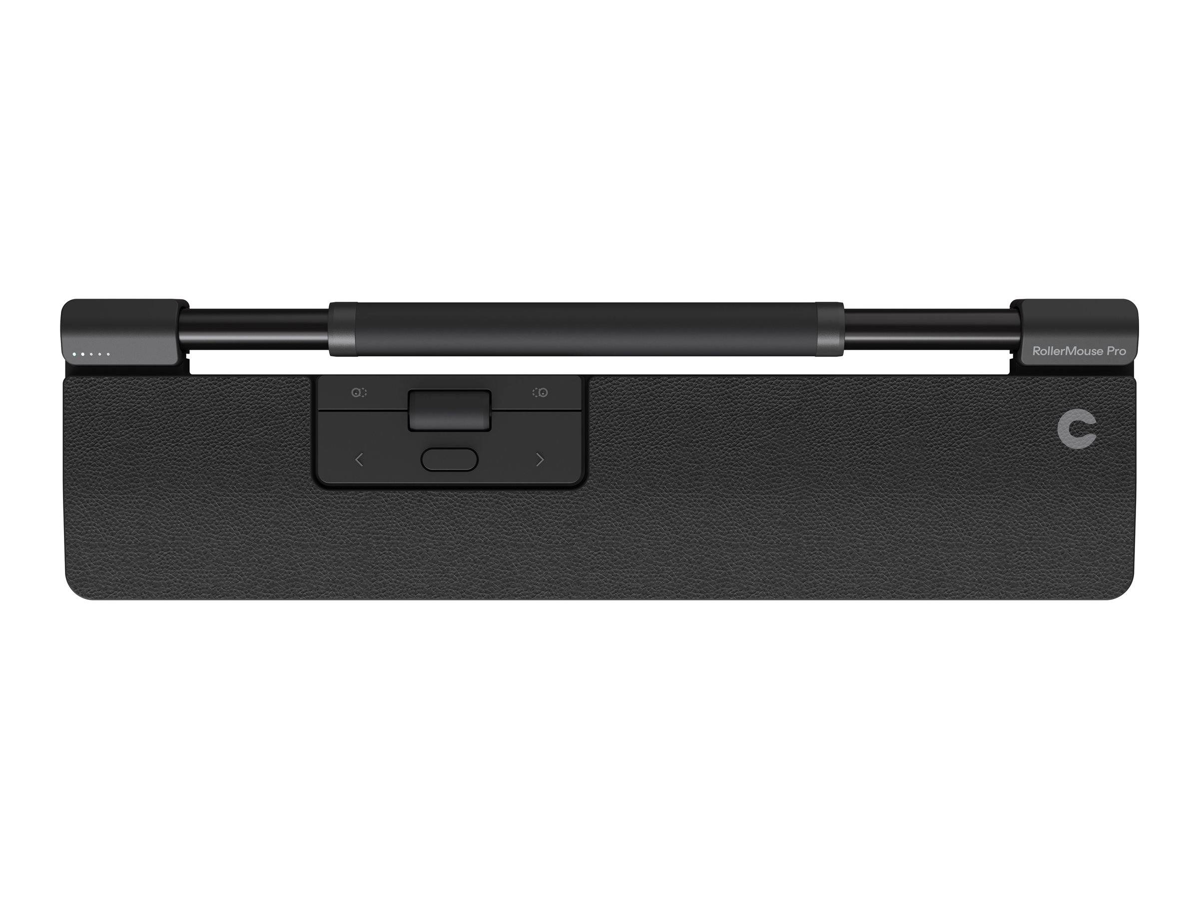 Contour Design RollerMouse Pro (Kabelgebunden) mit Slim Handballenauflage aus veganem Leder - Rollerbar - USB Typ-A - 2800 DPI - Schwarz