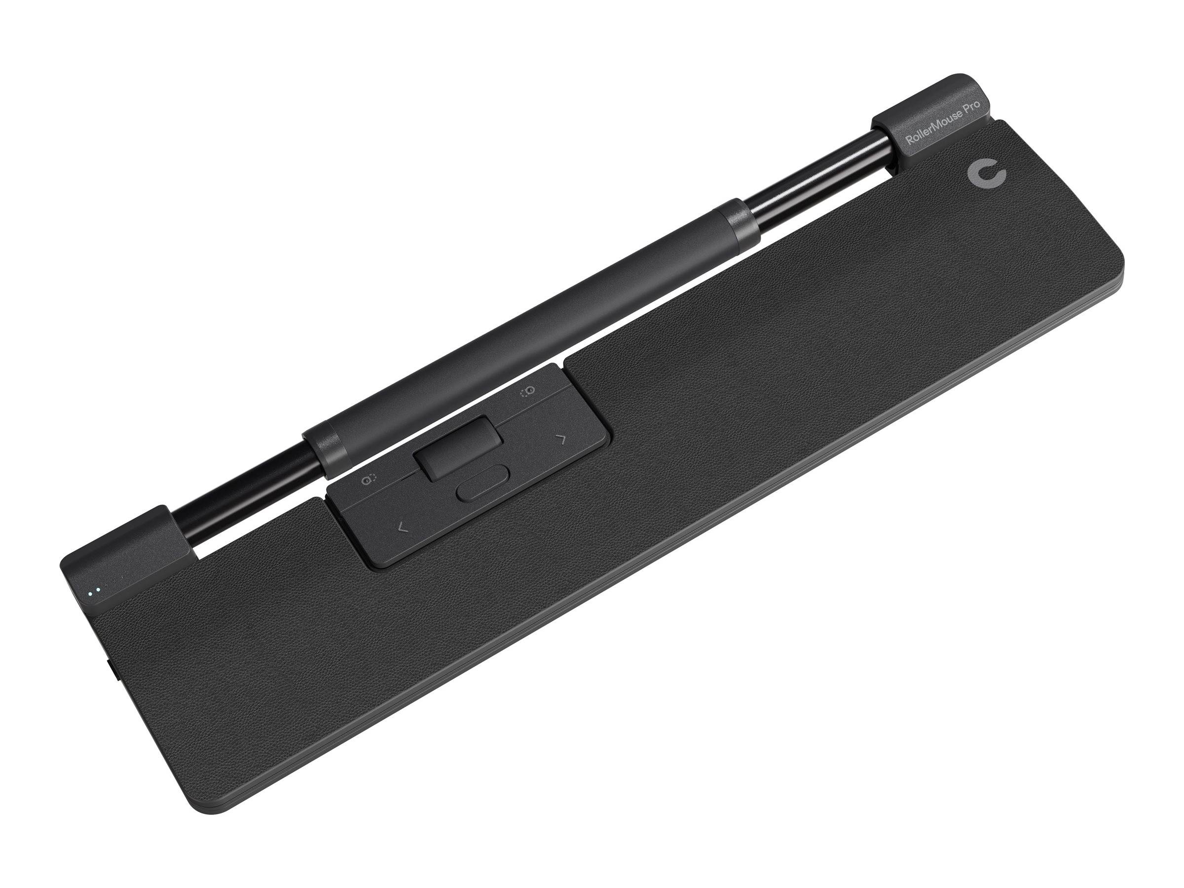 Contour Design RollerMouse Pro (Kabelgebunden) mit Slim Handballenauflage aus veganem Leder - Rollerbar - USB Typ-A - 2800 DPI - Schwarz
