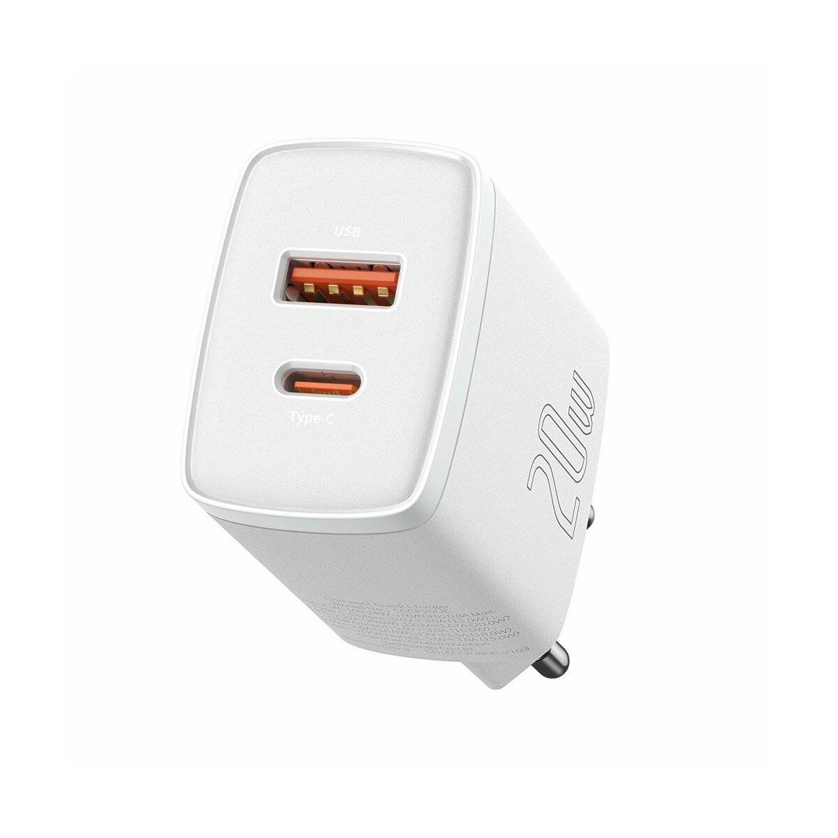 Baseus Compact Schnellladegerät USB / USB Type C 20W 3A Power Delivery Quick Charge 3.0 weiß