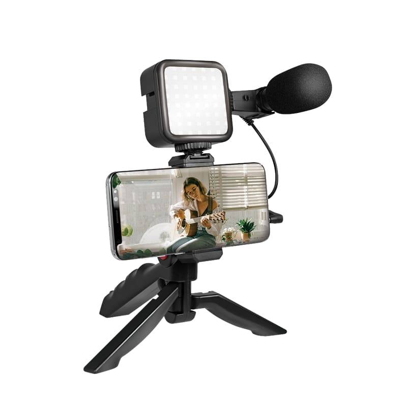 LogiLink Vlogger Kit mit LED-Licht, mit Mikrofon + Stativ