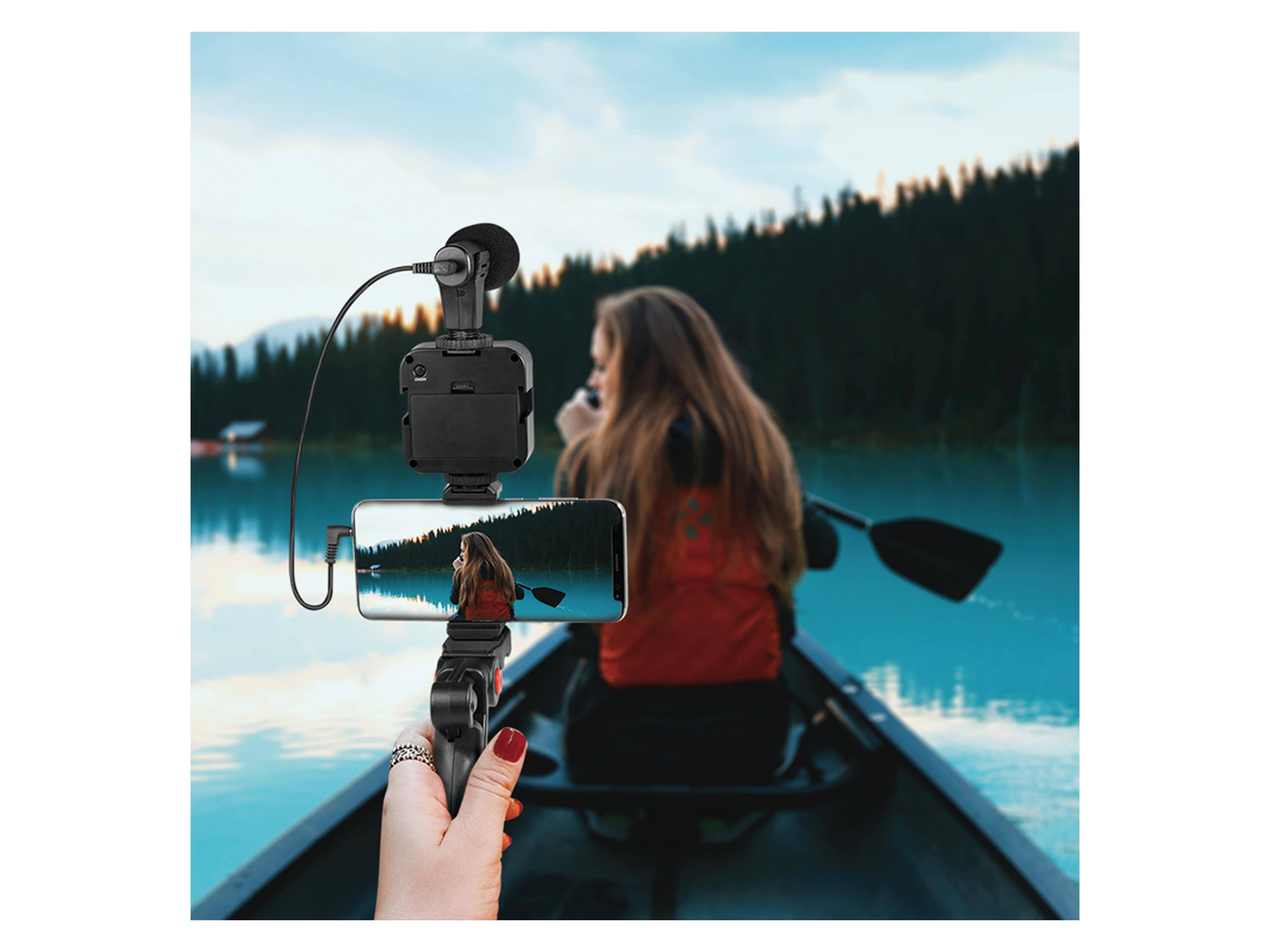 LogiLink Vlogger Kit mit LED-Licht, mit Mikrofon + Stativ