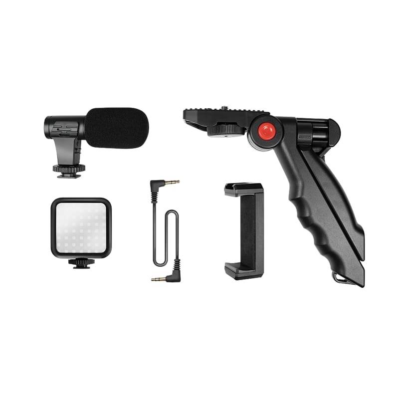 LogiLink Vlogger Kit mit LED-Licht, mit Mikrofon + Stativ