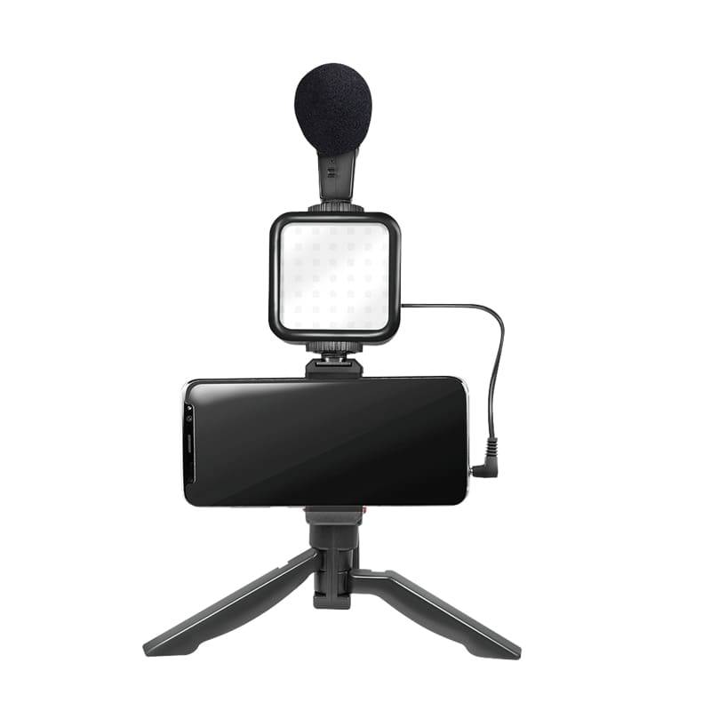 LogiLink Vlogger Kit mit LED-Licht, mit Mikrofon + Stativ