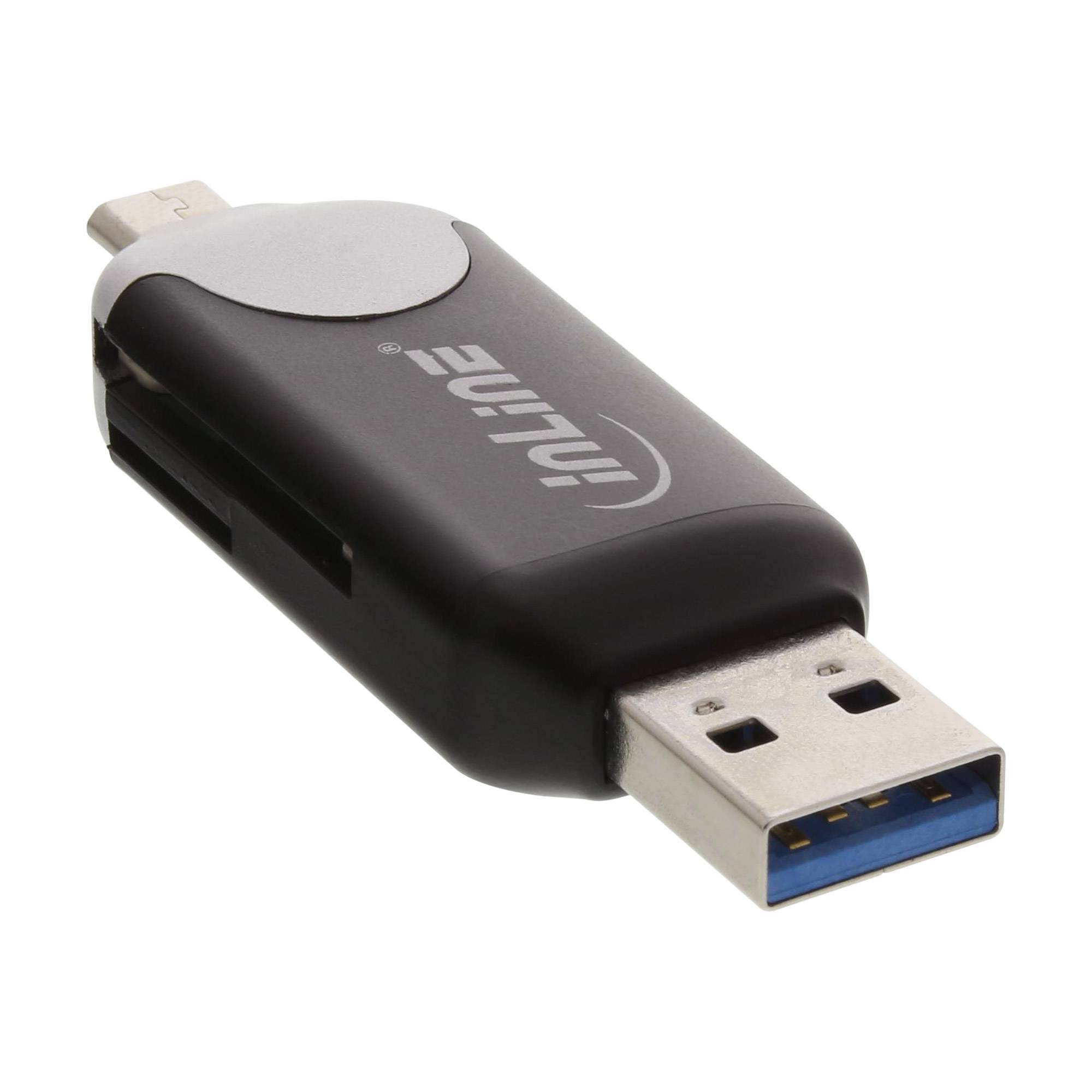 INLINE - USB3.0 Dual Cardreader - USB A und Micro-USB 2.0 für SDXC und microSDXC