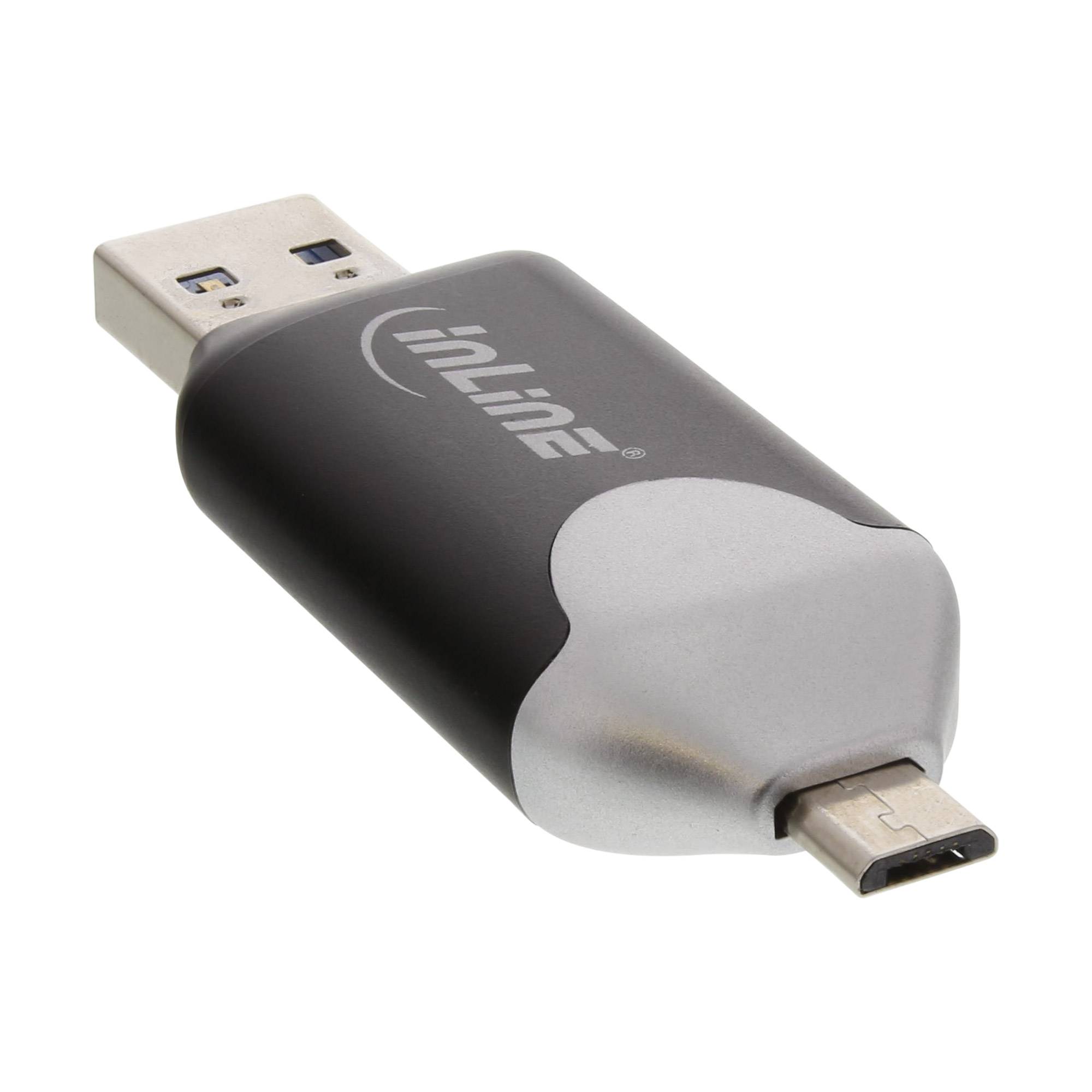 INLINE - USB3.0 Dual Cardreader - USB A und Micro-USB 2.0 für SDXC und microSDXC
