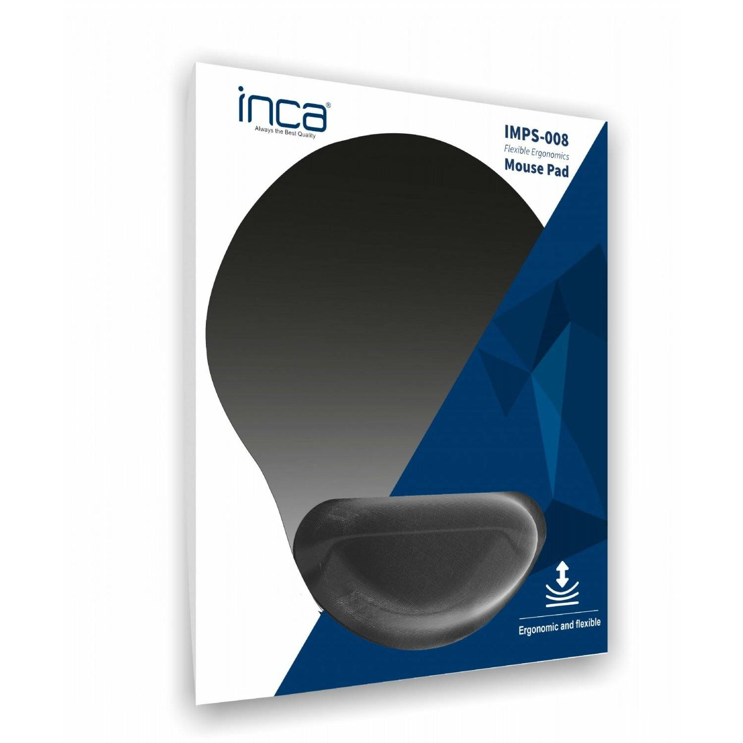 INCA IMPS-008 Mauspad mit Handauflage, breiter Einsatzbereich, rutschfest, ergonomisch und flexibel Schwarz