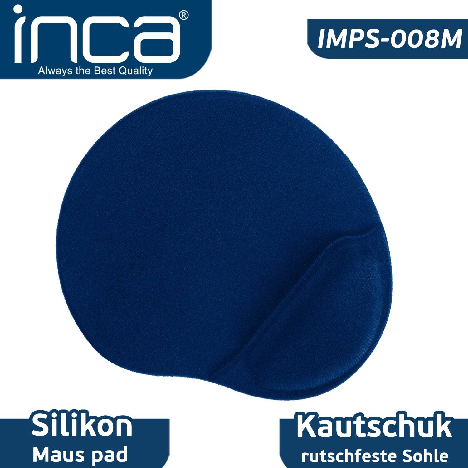 INCA IMPS-008 Mauspad mit Handauflage, breiter Einsatzbereich, rutschfest, ergonomisch und flexibel Blau