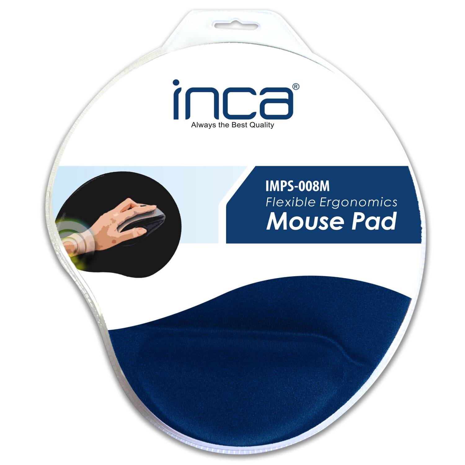 INCA IMPS-008 Mauspad mit Handauflage, breiter Einsatzbereich, rutschfest, ergonomisch und flexibel Blau