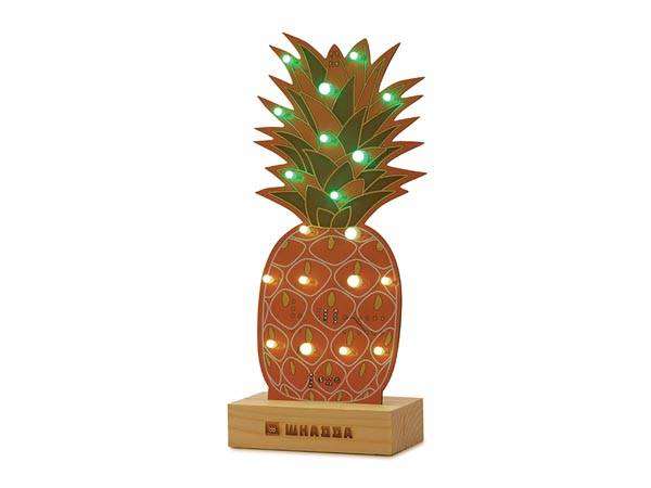 Lötbausatz, XL-Platine, Ananas, mit Holzhalter
