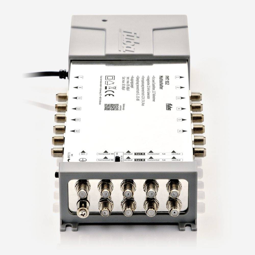 Fuba FMT 912 Multischalter 9/12 - SAT Multischalter 12 Teilnehmer/Receiver/TV für 2 Satelliten mit Energiesparnetzteil - Multiswitch Quattro- und