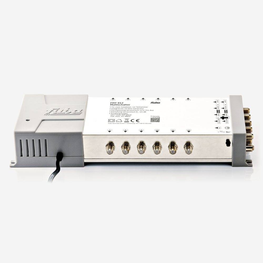 Fuba FMT 912 Multischalter 9/12 - SAT Multischalter 12 Teilnehmer/Receiver/TV für 2 Satelliten mit Energiesparnetzteil - Multiswitch Quattro- und