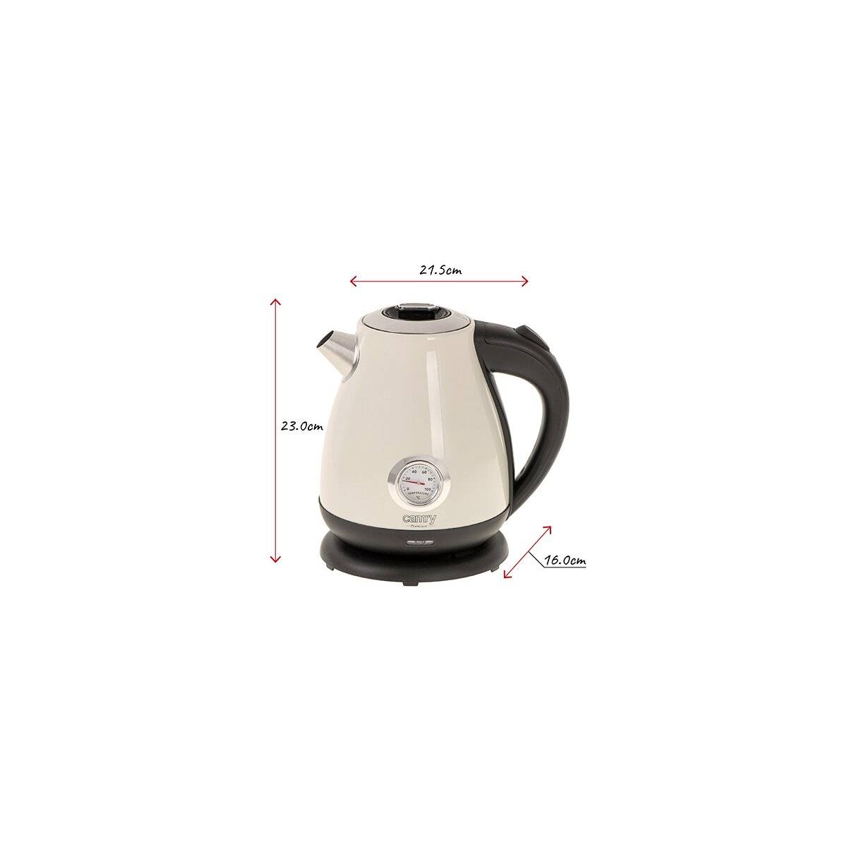 Camry CR 1344 Wasserkocher 2200 W, 1,7 L mit 360°-Sockel - Creme