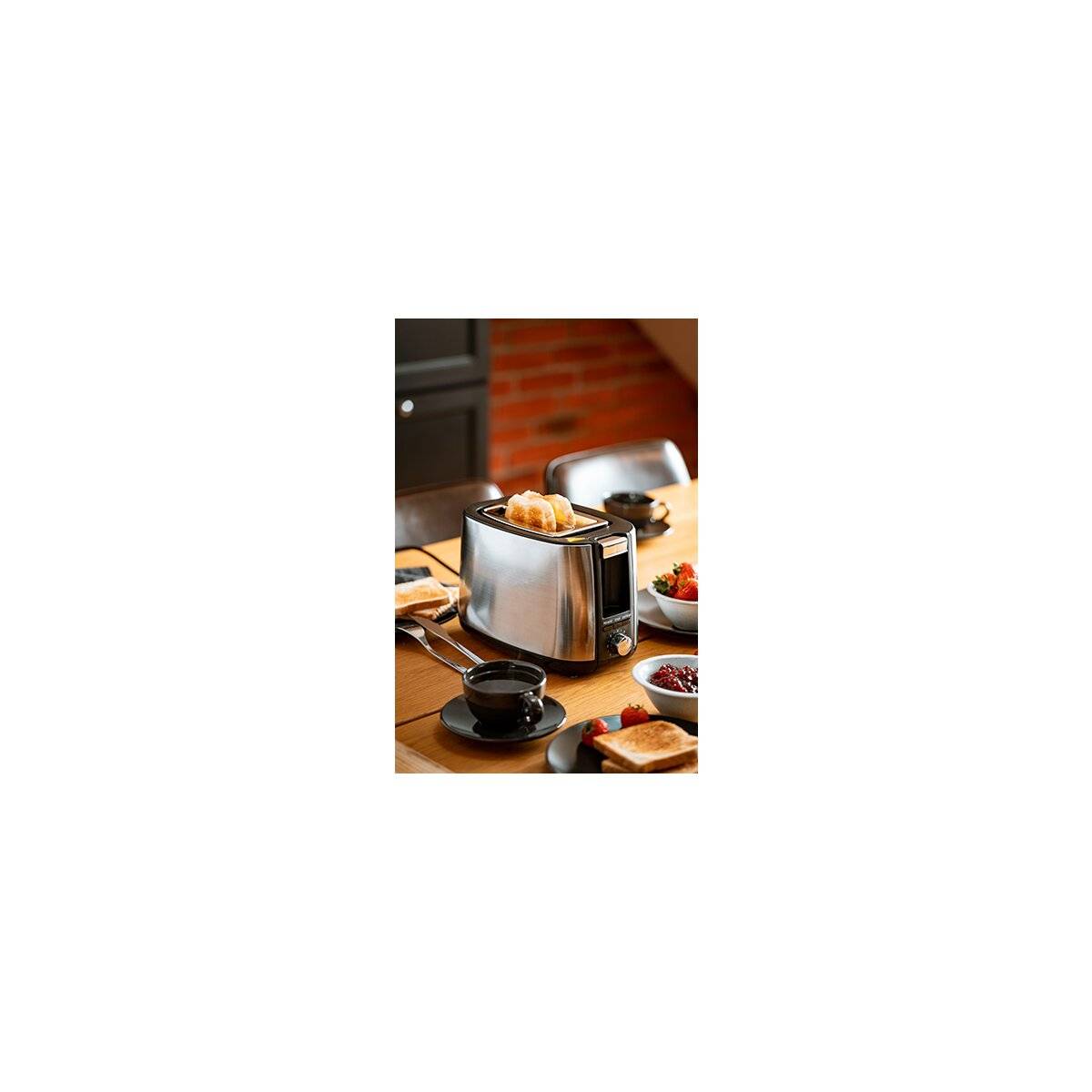 Adler AD 3214 Edelstahl-Toaster für 2 Scheiben mit Brötchenrost & 7 Stufen - Silber