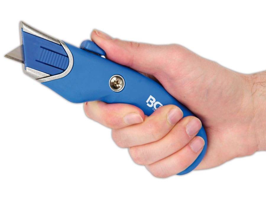 BGS TECHNIC Sicherheitsmesser mit automatischer Klingenrückführung, 170 mm