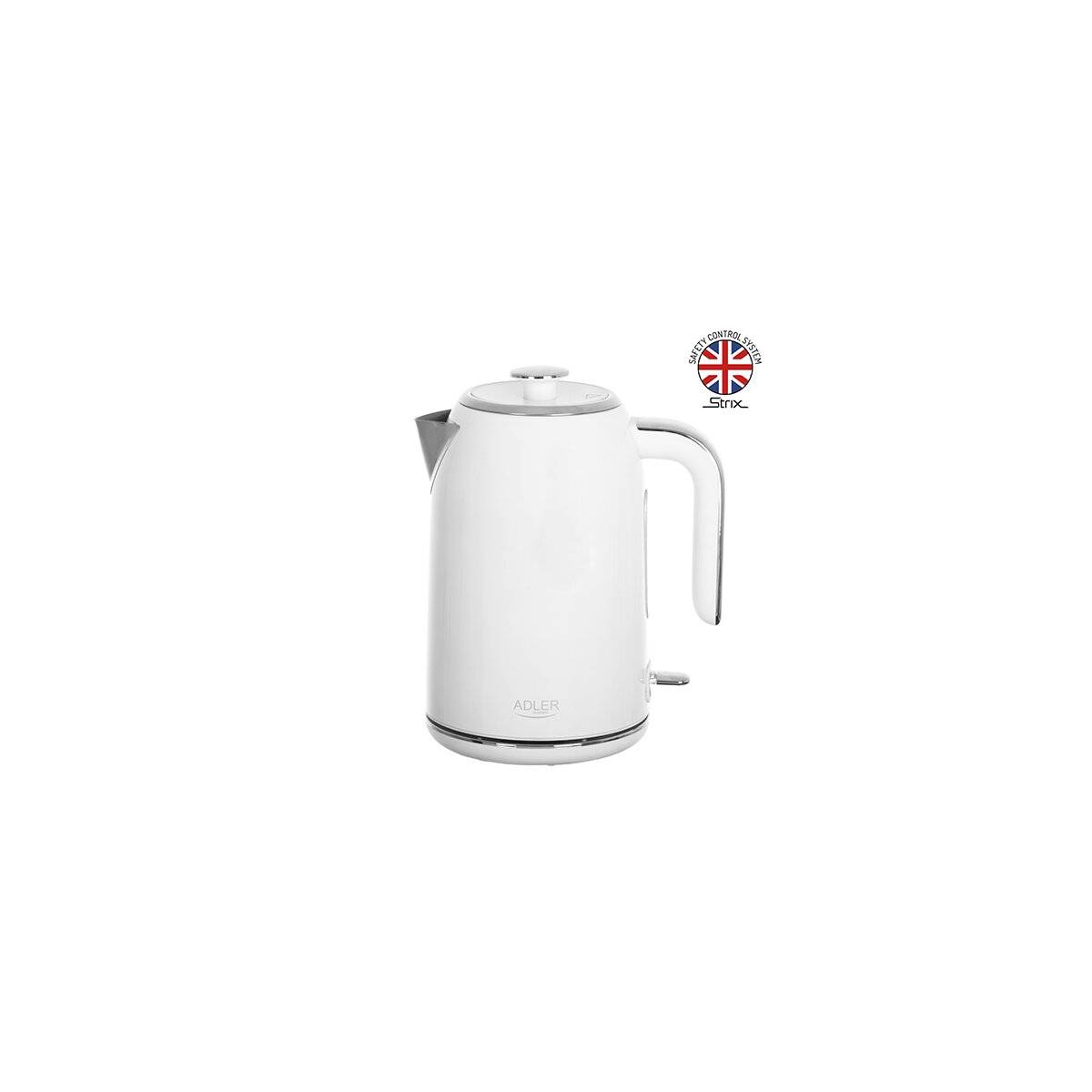 Adler AD 1341 Wasserkocher 1,7 L - STRIX-Sicherheitssystem, 2200 W, Weiß
