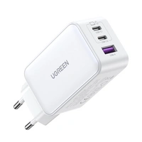 Ugreen CD244 65W USB-A / 2x USB-C GaN-Schnellladegerät - Weiß Ugreen CD244 65W USB-A / 2x USB-C GaN-Schnellladegerät - Weiß