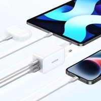 Ugreen CD244 65W USB-A / 2x USB-C GaN-Schnellladegerät - Weiß Ugreen CD244 65W USB-A / 2x USB-C GaN-Schnellladegerät - Weiß