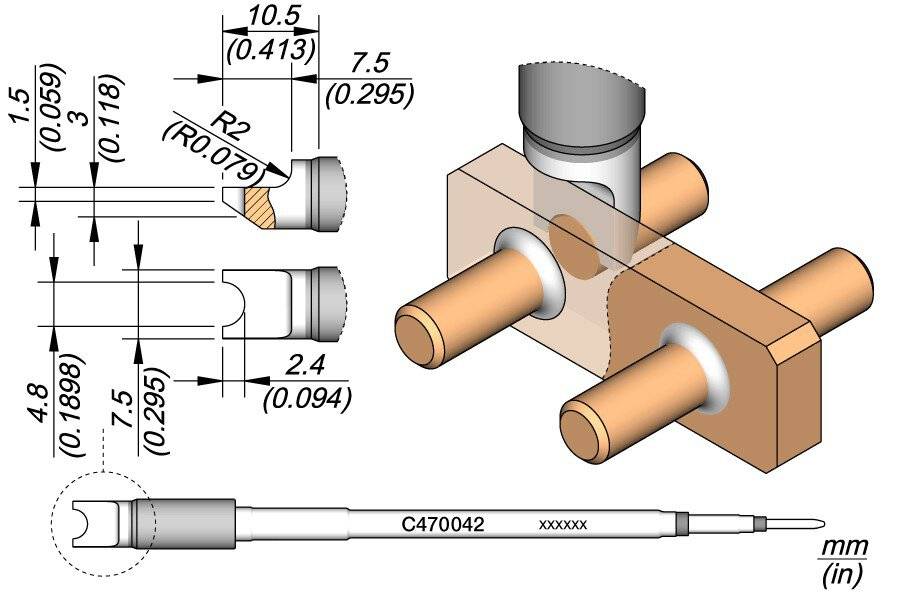 Sonderlötspitze Pin / Connector, Ø 4,8 mm, C470042