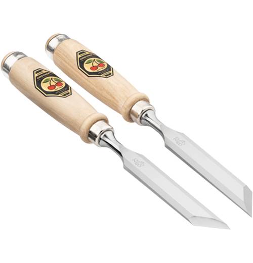 KIRSCHEN Stechbeitelpaar mit Weißbuchenheft 20 mm R+L mit schräger Schneide 1056020