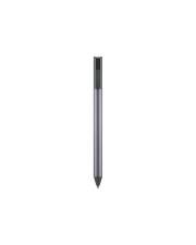 Ein silberner Stift mit einer schwarzen Kappe, vertikal auf weißem Hintergrund dargestellt.
