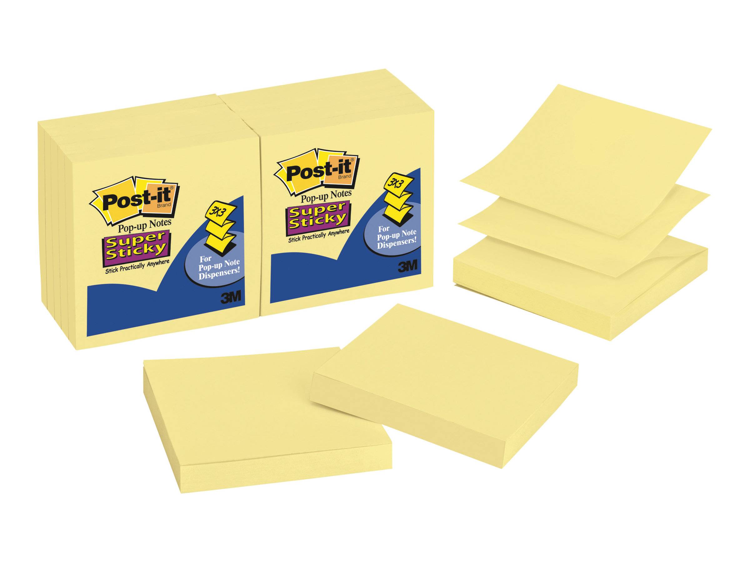 3M - Post-it Super Sticky R330-12SSCY - Notizen - 76 x 76 mm - 1080 Blatt (12 x 90)