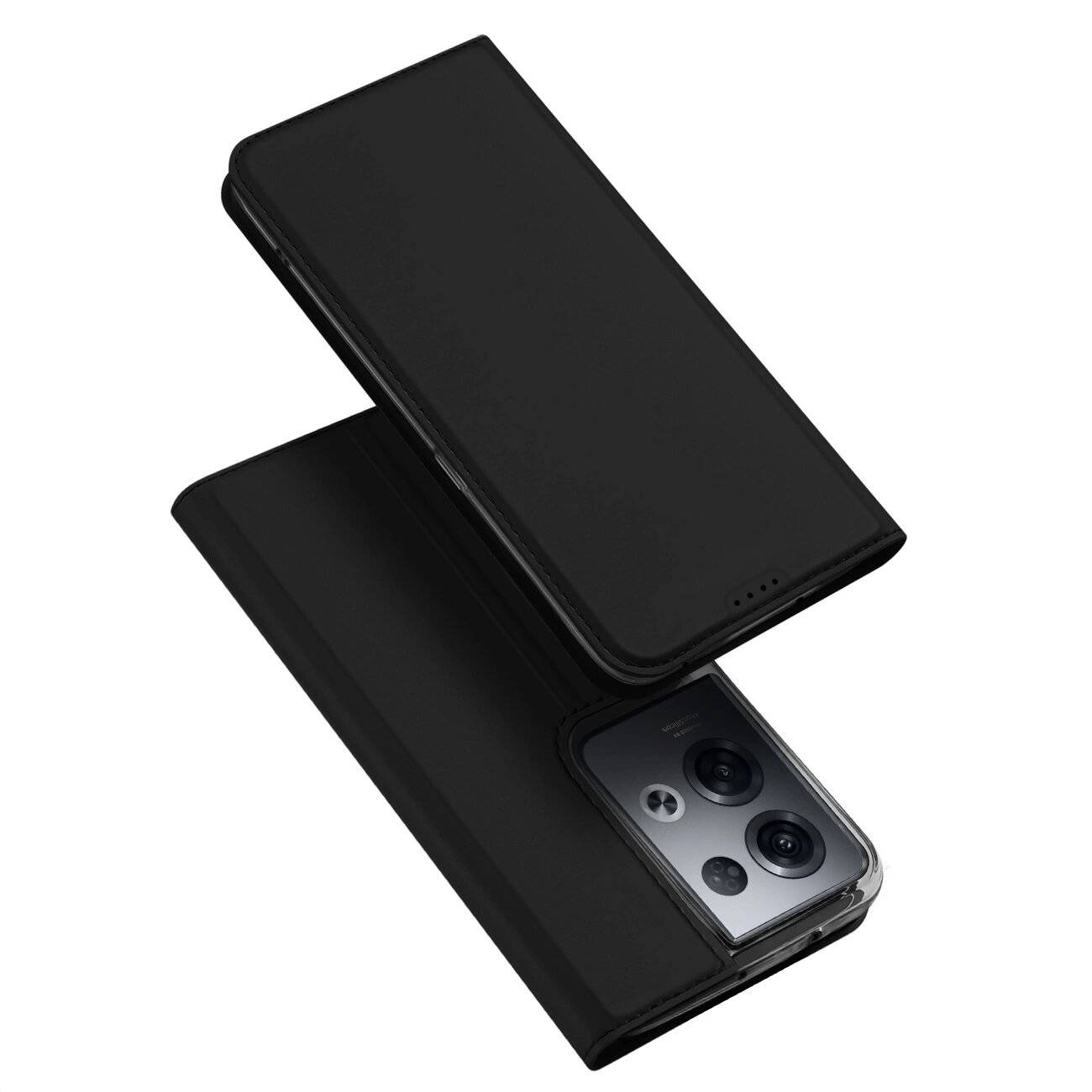 Dux Ducis Skin Pro Hülle Oppo Reno 8 Flip Cover Card Wallet Stand schwarz