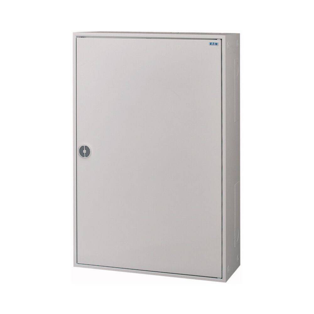 Ein beiger Metallschaltschrank mit einem Griff an der linken Seite. Es sind keine Etiketten oder sichtbare Markierungen auf der Oberfläche vorhanden.