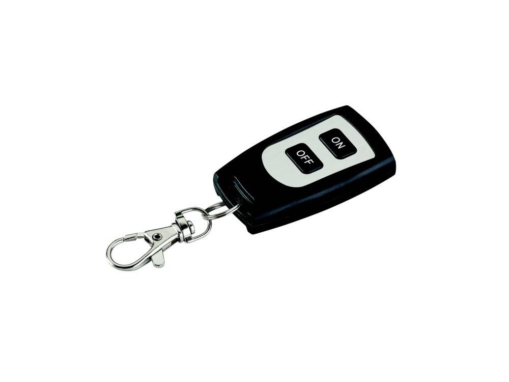 Eine kleine schwarze Fernbedienung mit „ON