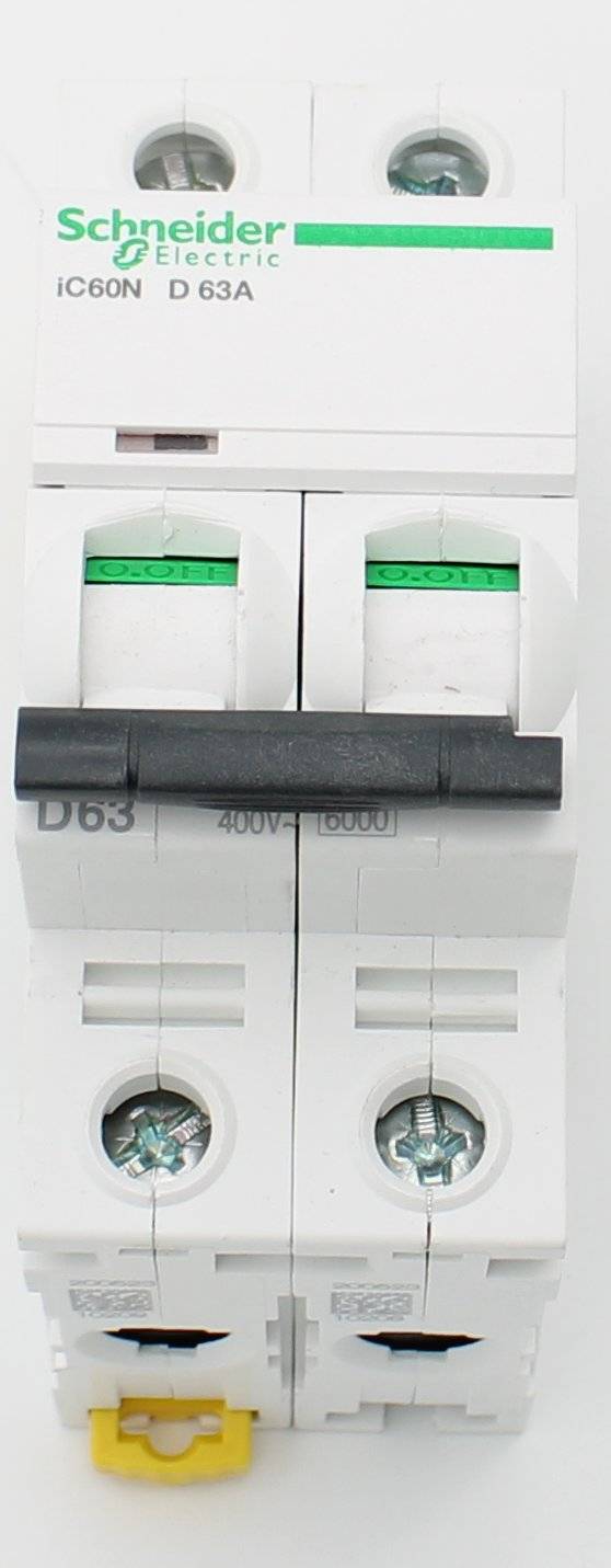 A9F75263 - Schneider Electric - Schutzschalter Acti9 iC60N, 2P, 63 A, D curve, 6000 A (IEC 60898-1), 10 kA (IEC 60947-2)