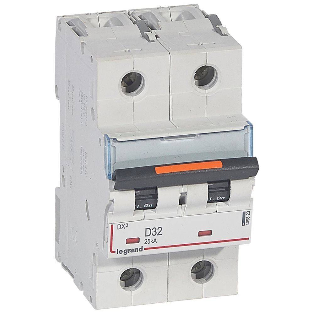 Leistungsschalter mit Doppelschalter, Bezeichnung D32, 25kA, von Legrand.